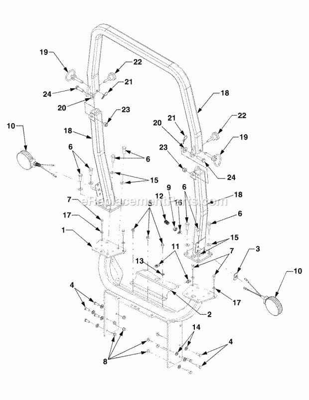 Foldable Rops Diagram and Parts List for 5264DE 54AE546-710, 54BE546-710 Cub Cadet Lawn Tractor
